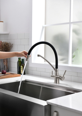 Смеситель для кухни Paulmark SIEGEN Si213111-BS на мойку нержавеющая сталь